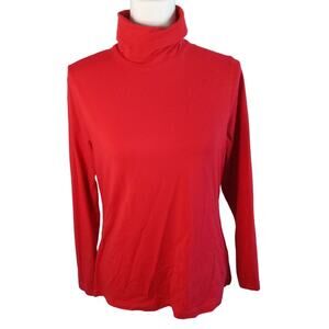 Lands End Women's Petite Long Sleeve Red Shaped Fit Turtleneck Shirt Size PM